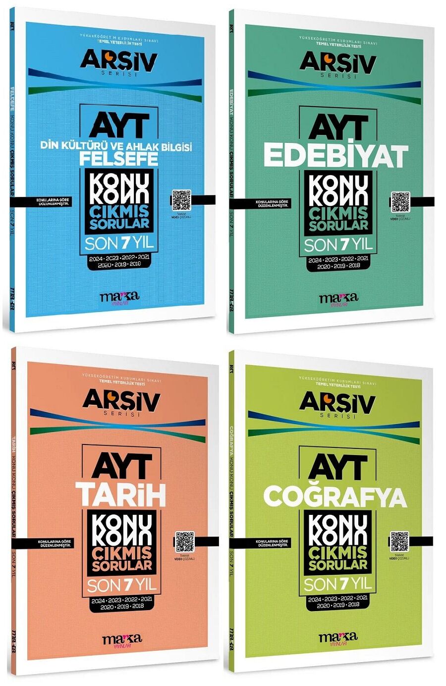 Marka 2025 YKS AYT Sözel Çıkmış Sorular Son 7 Yıl Konu Konu Tıpkı Basım Arşiv Serisi Çözümlü 4 lü Set Marka Yayınları