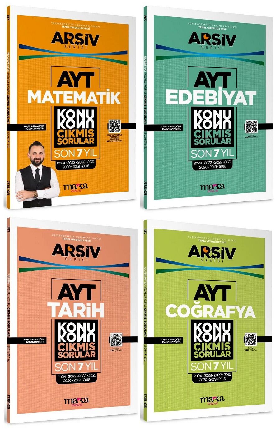 Marka 2025 YKS AYT Eşit Ağırlık Çıkmış Sorular Son 7 Yıl Konu Konu Tıpkı Basım Arşiv Serisi Çözümlü 4 lü Set Marka Yayınları