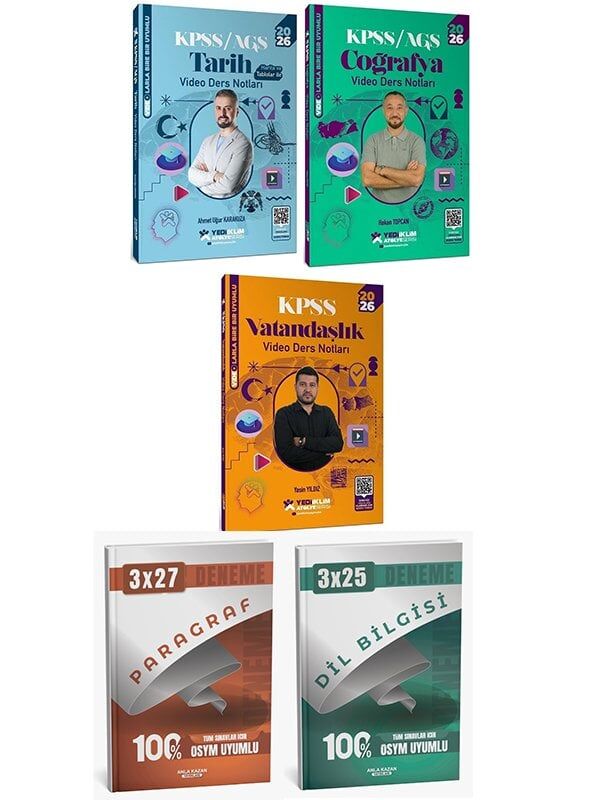 Yediiklim 2026 KPSS Tarih + Coğrafya + Vatandaşlık Atölye Video Ders Notları 3 lü Set Yediiklim Yayınları