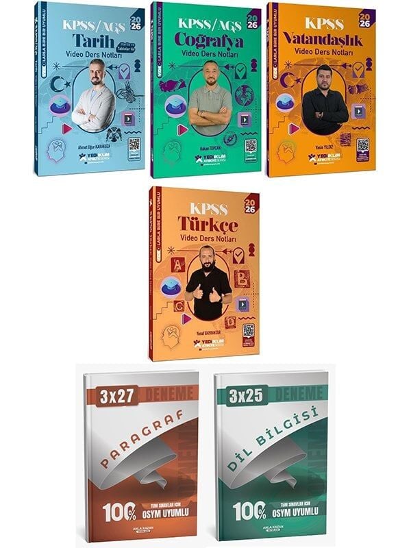 Yediiklim 2026 KPSS Türkçe + Tarih + Coğrafya + Vatandaşlık Atölye Video Ders Notları 4 lü Set Yediiklim Yayınları