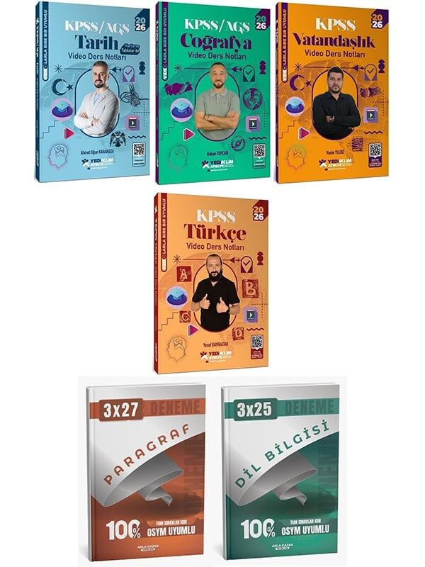 Yediiklim 2026 KPSS Türkçe + Tarih + Coğrafya + Vatandaşlık Atölye Video Ders Notları 4 lü Set Yediiklim Yayınları