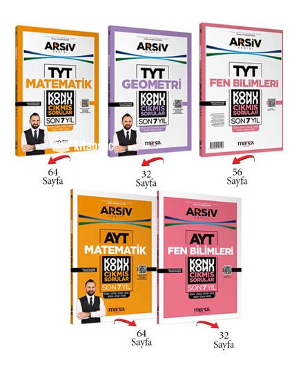 Marka 2025 YKS TYT AYT Sayısal Çıkmış Sorular Son 7 Yıl Konu Konu Tıpkı Basım Arşiv Serisi Çözümlü 5 li Set Yeltuğ Mat - Yasin Kara Marka Yayınları