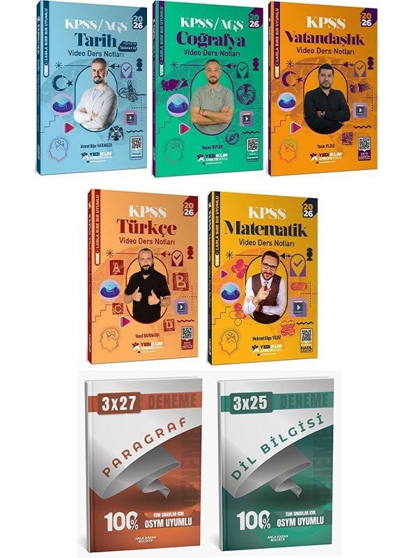Yediiklim 2026 KPSS Genel Yetenek Genel Kültür Atölye Video Ders Notları 5 li Set Yediiklim Yayınları