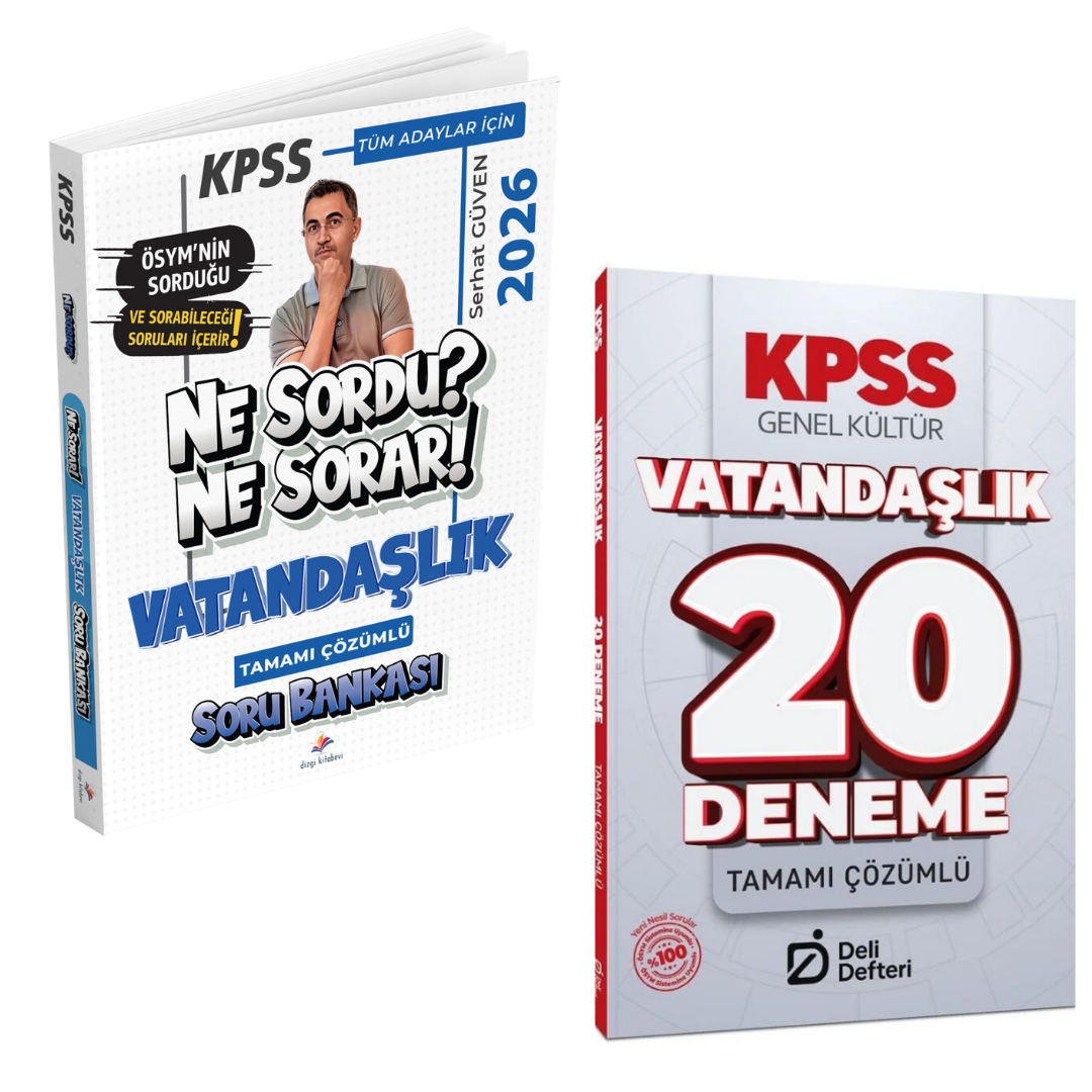 Dizgi Kitap 2026 KPSS Tüm Adaylar İçin Vatandaşlık Ne Sordu Ne Sorar Soru Bankası & KPSS Vatandaşlık 20 Deneme Seti
