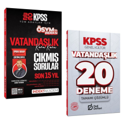 İndeks 2026 KPSS Vatandaşlık Son 15 Yıl Konu Konu  Çıkmış Sorular & KPSS Vatandaşlık 20 Deneme Seti
