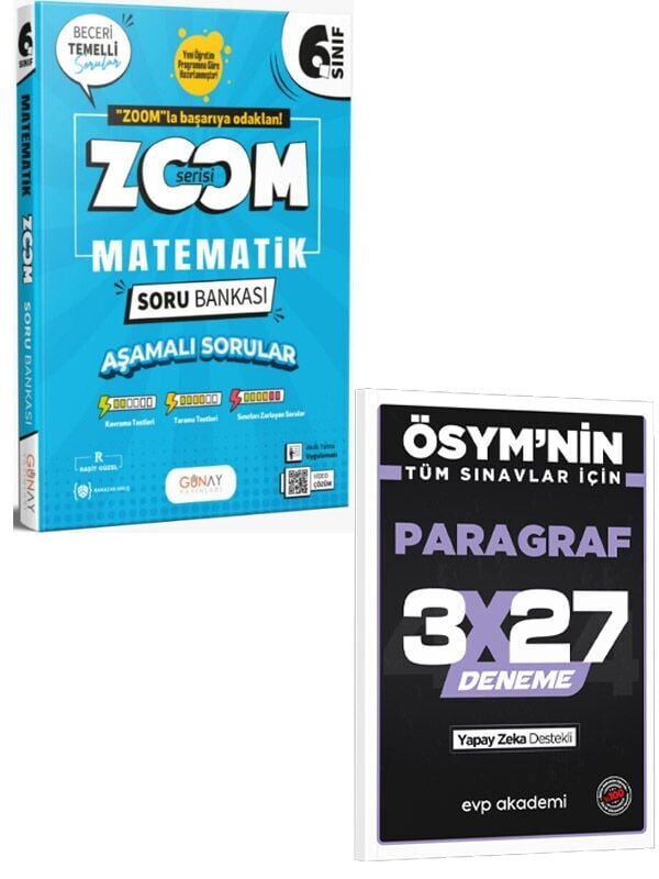 Günay 2027 6. Sınıf Matematik Zoom Soru Bankası+EVP Akademi 3x27 Paragraf Deneme