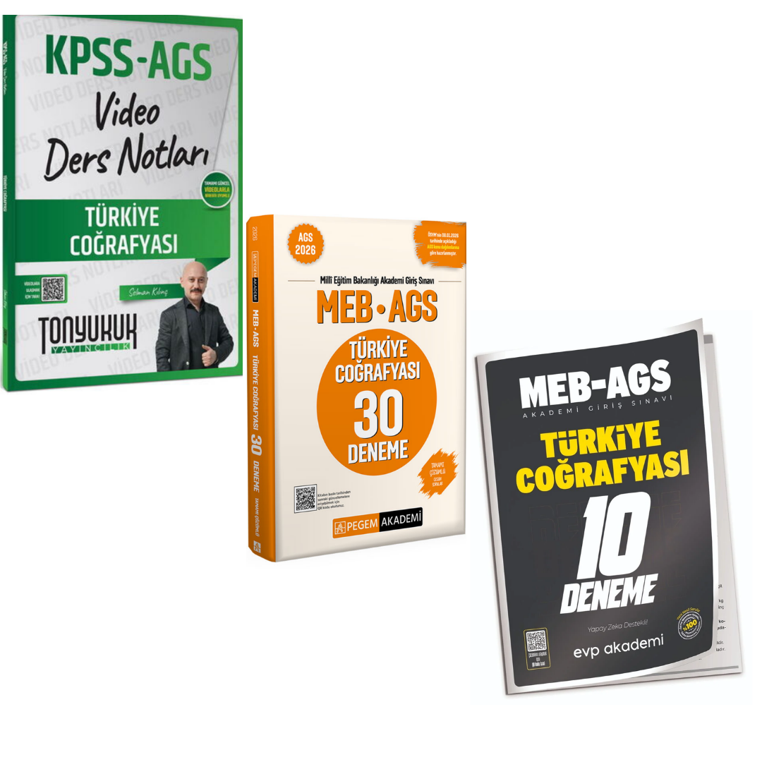 Tonyukuk 2026 KPSS AGS Türkiye Coğrafyası Video Ders Notları & AGS Türkiye Coğrafyası 2'li Deneme Seti