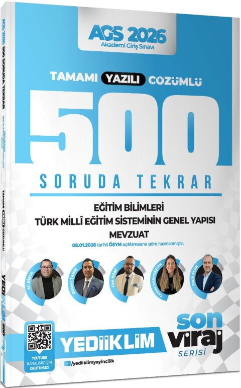 YENİ AGS - Yediiklim 2026 MEB-AGS Eğitim Bilimleri-Türk Milli Eğitim Sisteminin Genel Yapısı-Mevzuat 500 Soruda Tekrar Son Viraj Serisi Çözümlü - Bülent Tanık, Can Köni Yediiklim Yayınları