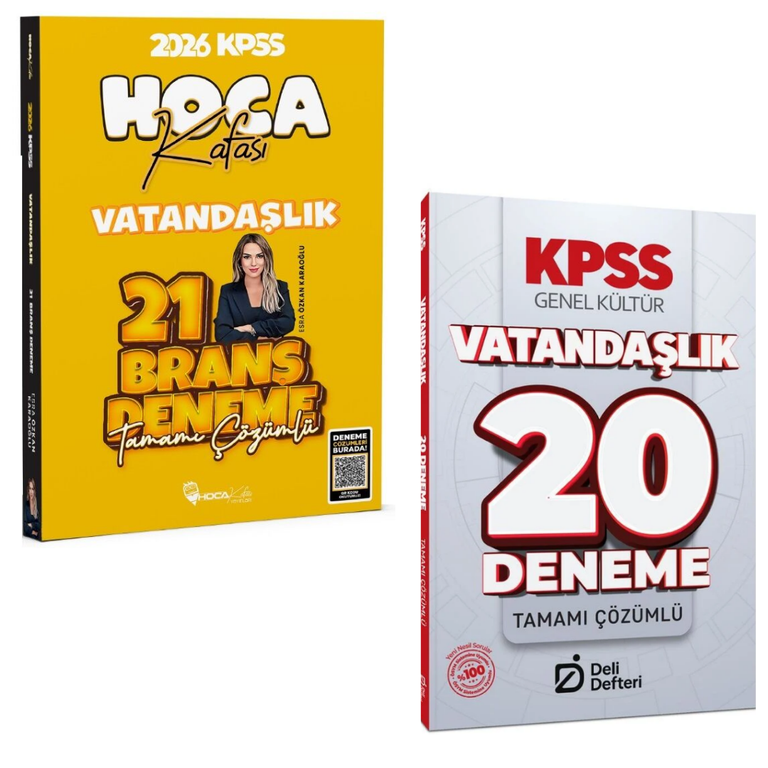 Hoca Kafası 2026 KPSS Vatandaşlık 21 Deneme & KPSS Vatandaşlık 20 Deneme Deli Defteri Yayınları Seti