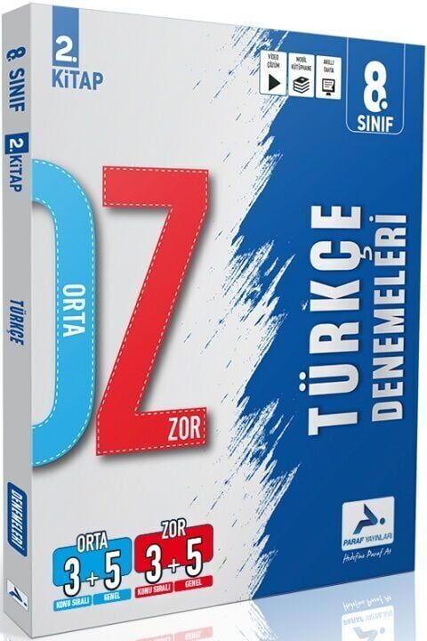 Paraf 8. Sınıf LGS Türkçe Orta ve Zor Denemeleri Çözümlü 2. Kitap Paraf Yayınları