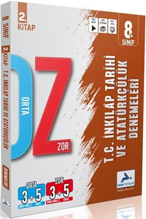Paraf 8. Sınıf LGS TC İnkılap Tarihi ve Atatürkçülük Orta ve Zor Denemeleri Çözümlü 2. Kitap Paraf Yayınları