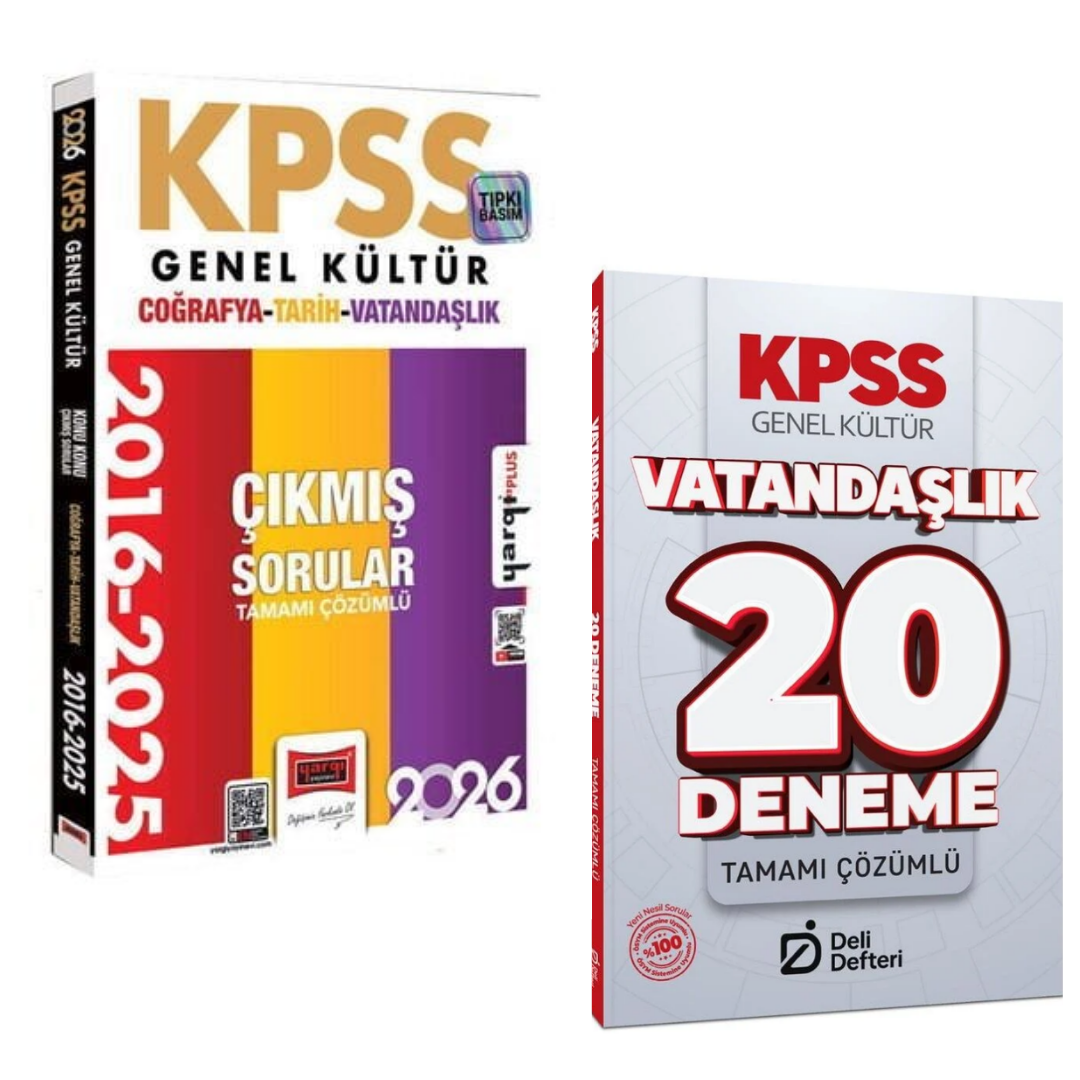 Yargı 2026 KPSS Tarih-Coğrafya-Vatandaşlık 2016-2026 Konu Konu Çıkmış Sorular & KPSS Vatandaşlık 20 Deneme Deli Defteri Yayınları Seti