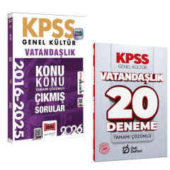 Yargı 2026 KPSS Vatandaşlık 2016-2026 Konu Konu Çıkmış Sorular & KPSS Vatandaşlık 20 Deneme Deli Defteri Yayınları Seti