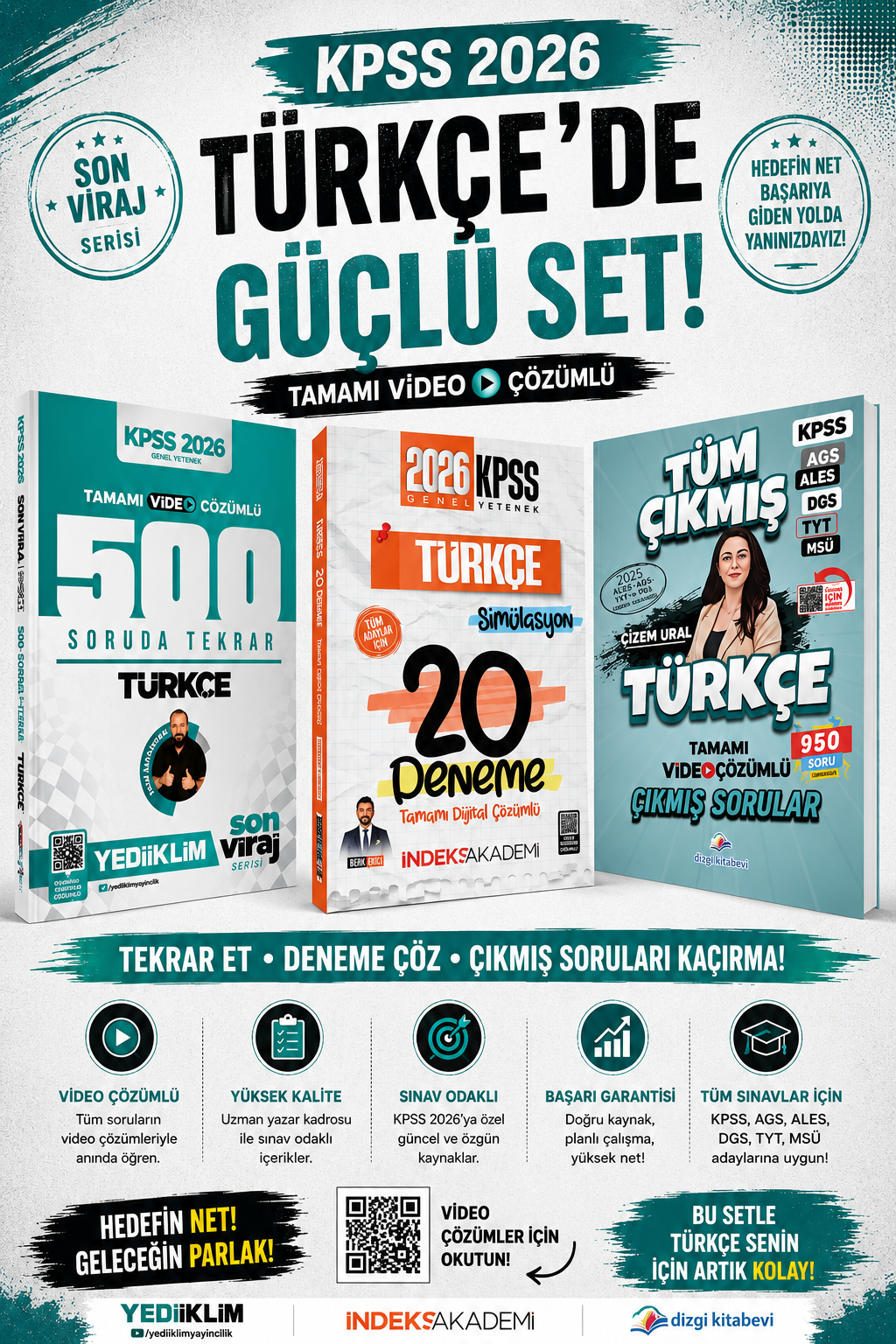 Yediiklim 2026 Kpss Türkçe 500 Soruda Genel Tekrar Kampı & İndeks KPSS Türkçe 20 Deneme & Dizgi Kitap KPSS Türkçe Çıkmış Sorular Seti