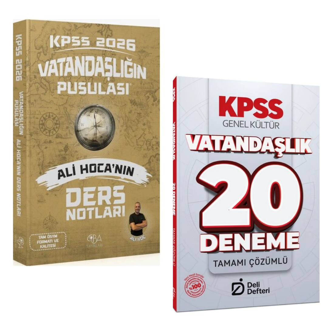CBA Yayınları 2026 KPSS Vatandaşlık Vatandaşlığın Pusulası Ders Notları & KPSS Vatandaşlık 20 Deneme Deli Defteri Yayınları Seti