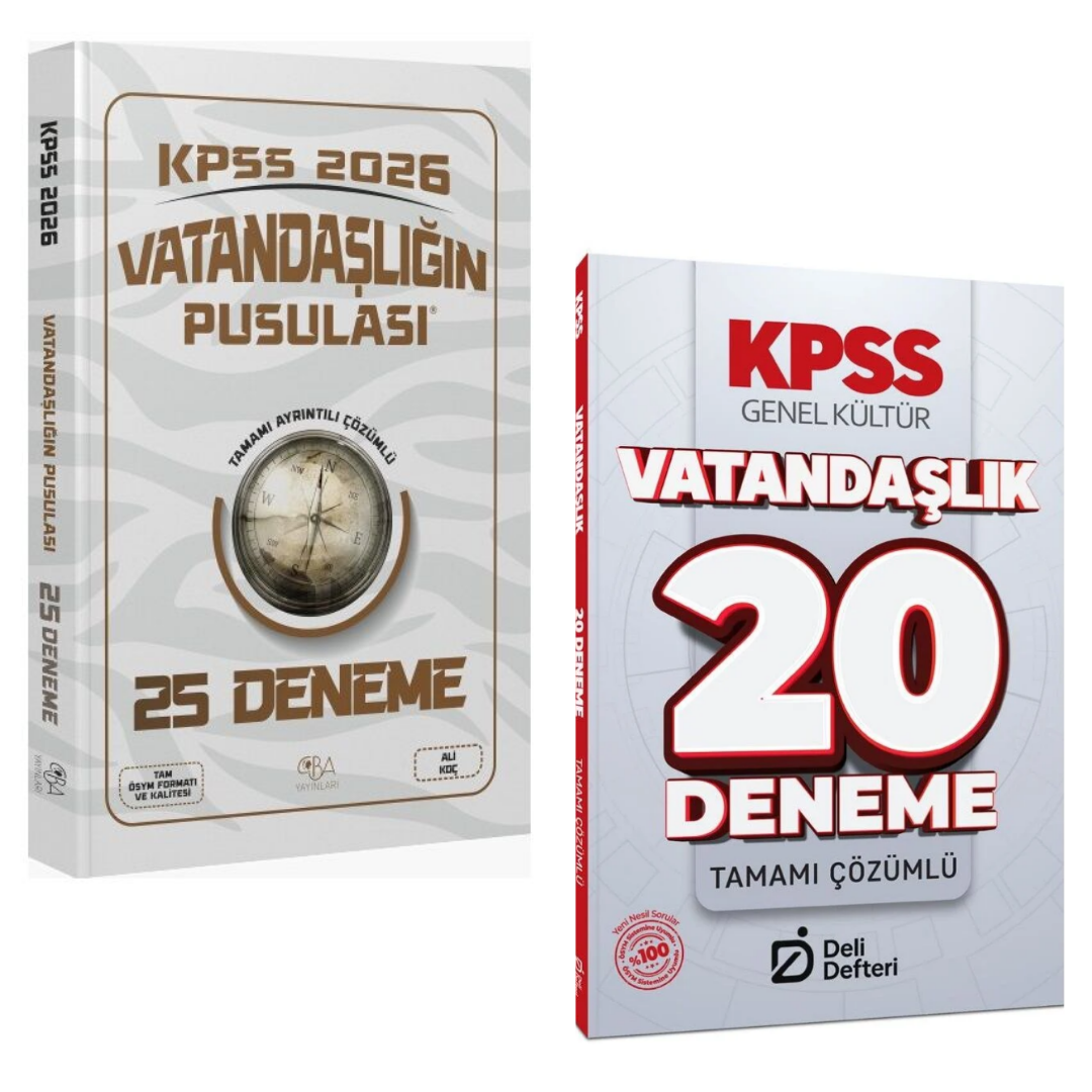 CBA 2026 KPSS Vatandaşlık Vatandaşlığın Pusulası 25 Deneme & KPSS Vatandaşlık 20 Deneme Deli Defteri Yayınları Seti