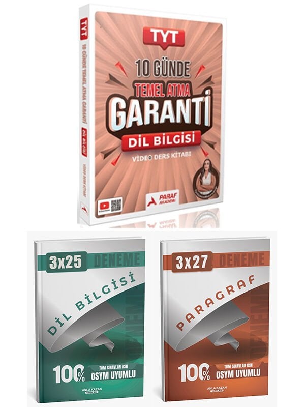 Paraf + Anla Kazan TYT Dil Bilgisi 10 Günde Temel Atma Anla Kazan Deneme 3 lü Set
