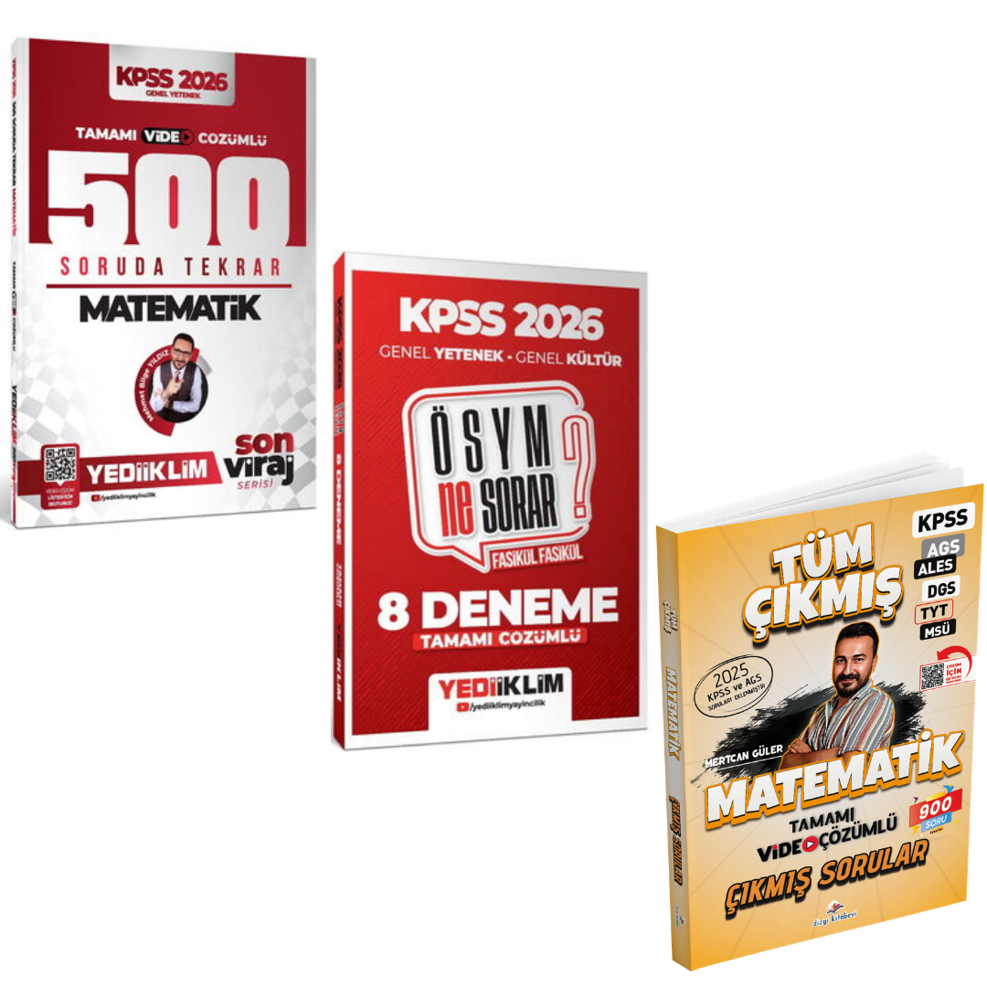 Yediiklim 2026 Kpss Matematik 500 Soruda Genel Tekrar Kampı & KPSS ÖSYM NE SORAR 8 Deneme & KPSS Matematik Çıkmış Sorular Seti