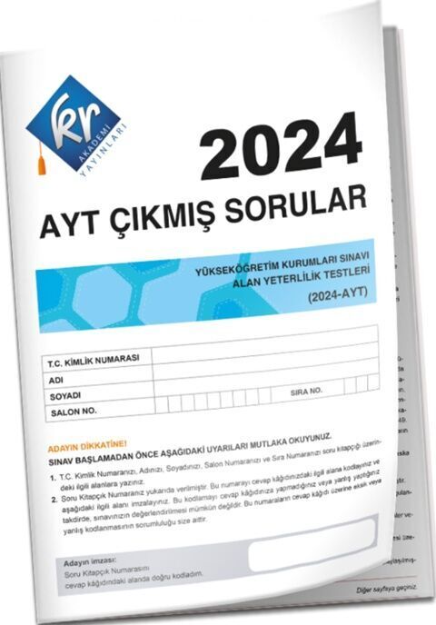 KR Akademi Yayınları 2024 AYT Çıkmış Sorular Tıpkı Basım Kitapçığı