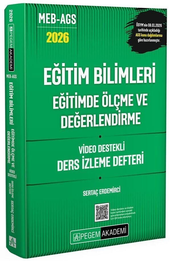 YENİ AGS - Pegem 2026 MEB-AGS Eğitim Bilimleri Ölçme ve Değerlendirme Ders İzleme Defteri Pegem Akademi Yayınları