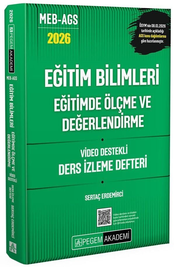 YENİ AGS - Pegem 2026 MEB-AGS Eğitim Bilimleri Ölçme ve Değerlendirme Ders İzleme Defteri Pegem Akademi Yayınları