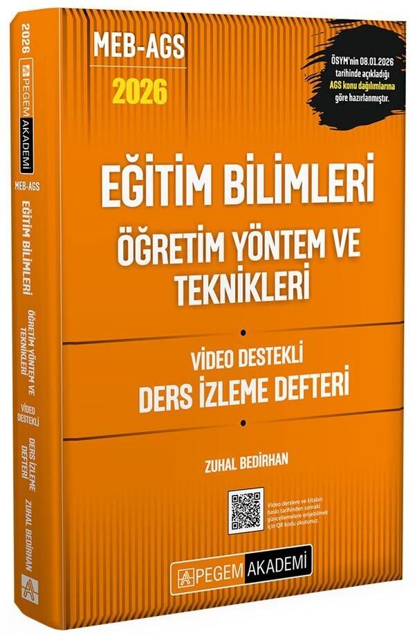 YENİ AGS - Pegem 2026 MEB-AGS Eğitim Bilimleri Öğretim Yöntem ve Teknikleri Ders İzleme Defteri Pegem Akademi Yayınları