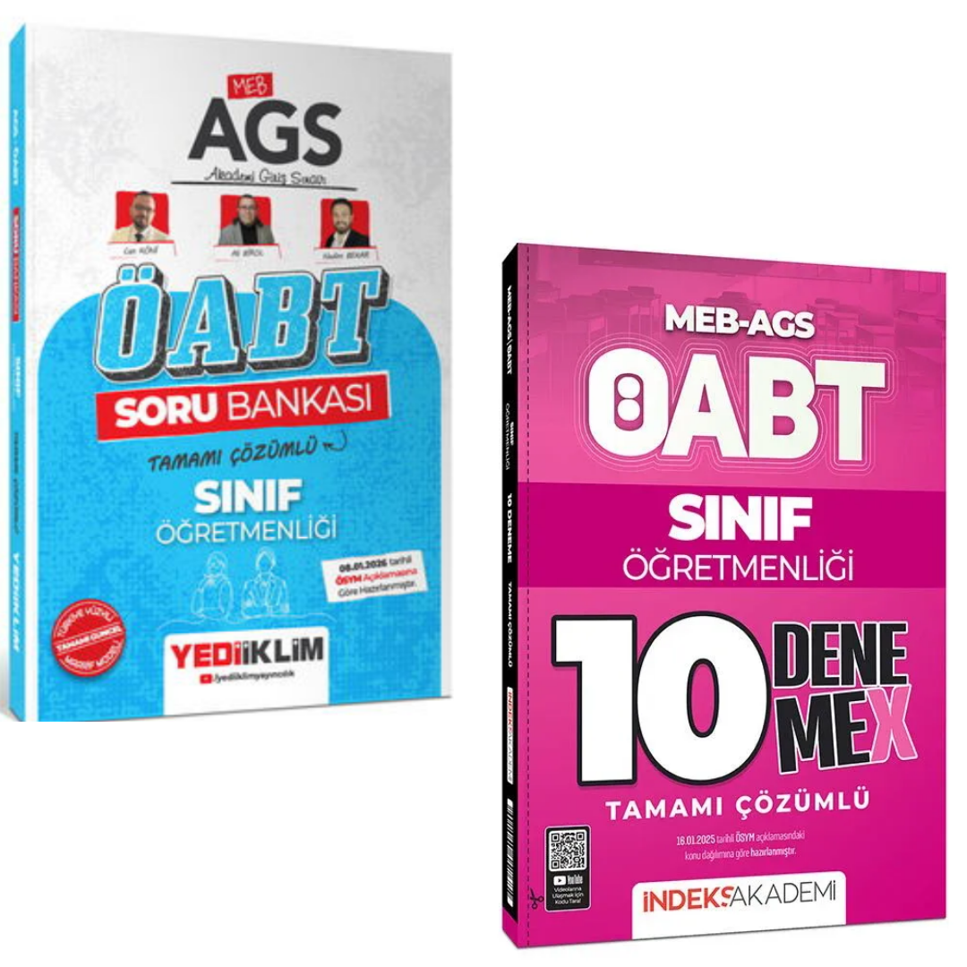 Yediiklim MEB AGS ÖABT Sınıf Öğretmenliği Soru Bankası & ÖABT MEB-AGS Sınıf Öğretmenliği 10 DenemeX Çözümlü İndeks Akademi Seti