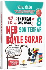 Sinan Kuzucu 2026 8. Sınıf LGS Türkçe, TC İnkılap Tarihi, Din Kültürü, İngilizce Sözel Son Tekrar Soru Bankası Çözümlü Sinan Kuzucu Yayınları