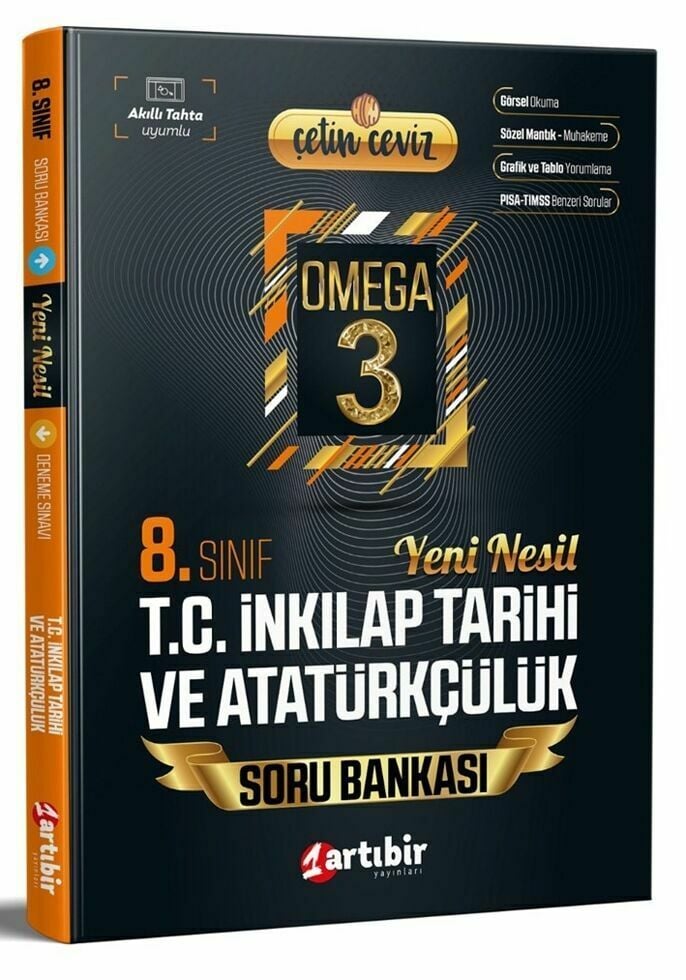 Artıbir Yayınları 8. Sınıf LGS T.C. İnkılap Tarihi ve Atatürkçülük Çetin Ceviz Omega 3 Soru Bankası