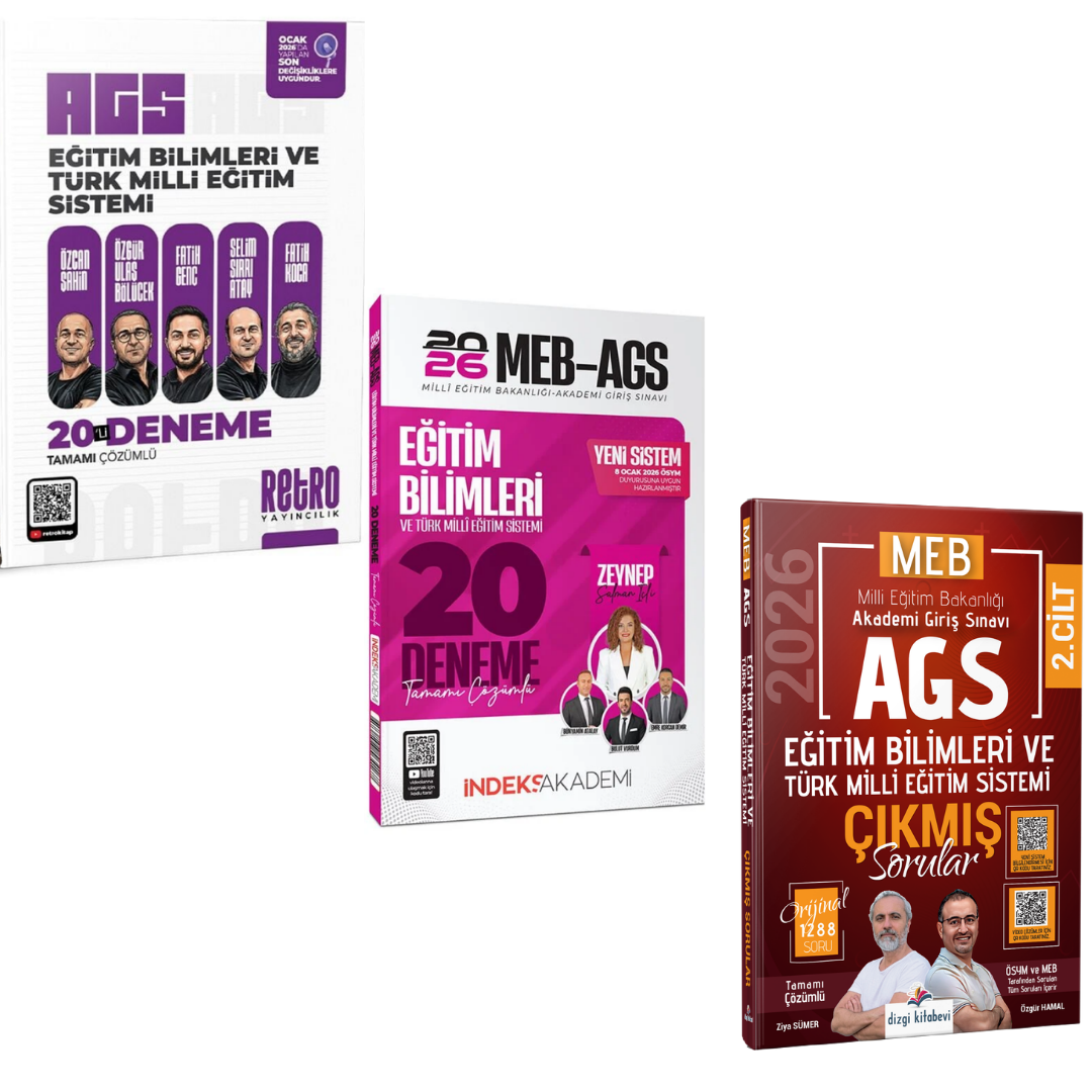 Dizgi Kitap 2026 MEB AGS Eğitim Bilimleri ve Türk Milli Eğitim Sistemi Çıkmış Sorular & MEB-AGS Eğitim Bilimleri ve Türk Milli Eğitim Sistemi 20 Deneme 2'li Set