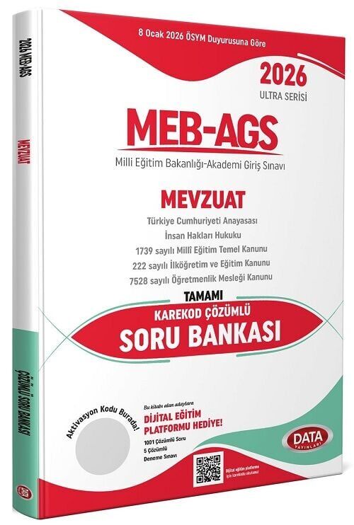 Data 2026 MEB-AGS Mevzuat Soru Bankası Çözümlü Ultra Serisi Data Yayınları
