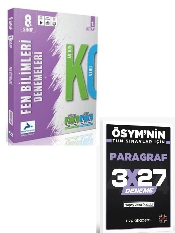 Paraf 2027 8. Sınıf 8. Sınıf Fen Bilimleri Kolay Orta Branş Deneme - 1. Kitap+ EVP Akademi Paragraf