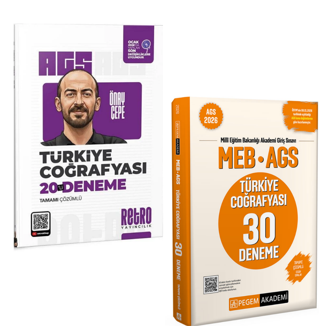 Retro 2026 MEB-AGS Türkiye Coğrafyası 20 Deneme & MEB AGS Türkiye Coğrafyası 30 Deneme Pegem Seti