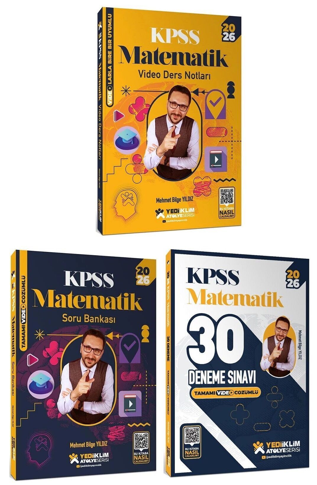 Yediiklim 2026 KPSS Matematik Video Ders Notları + Soru Bankası + 30 Deneme Atölye Serisi 3 lü Set - Mehmet Bilge Yıldız Yediiklim Yayınları