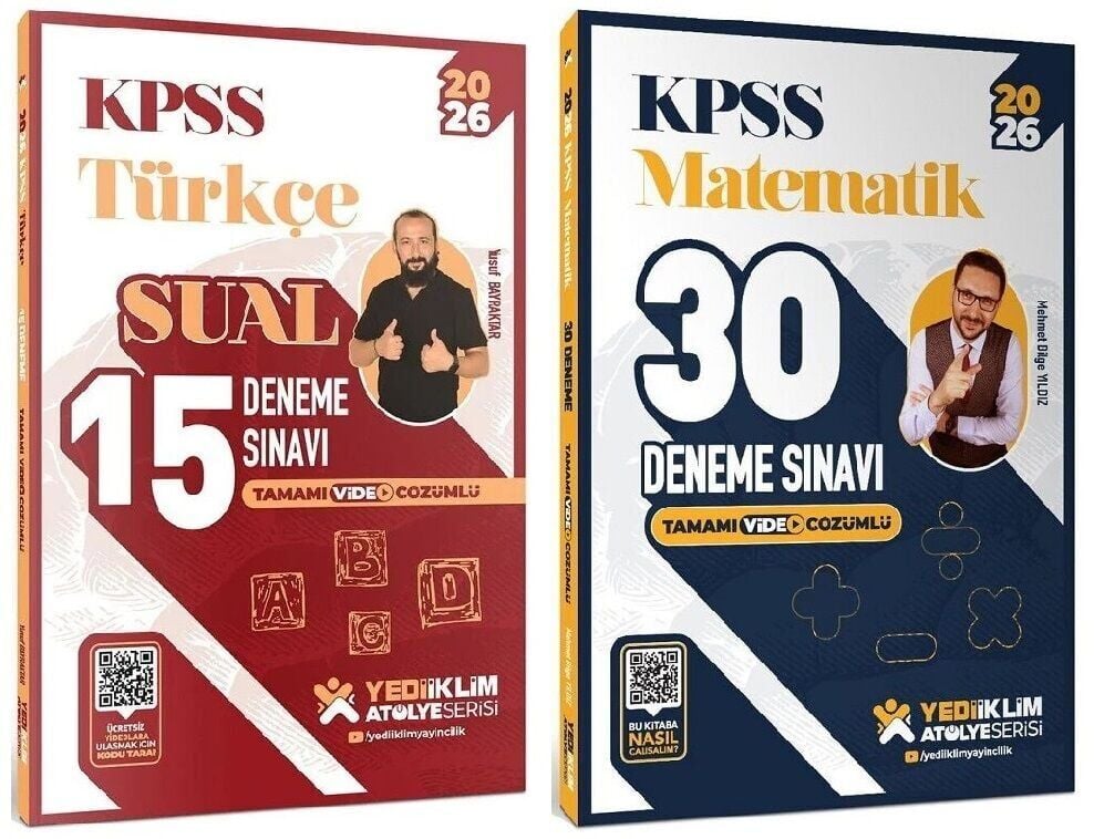 Yediiklim 2026 KPSS Türkçe + Matematik 45 Deneme Atölye Serisi 2 li Set Yediiklim Yayınları