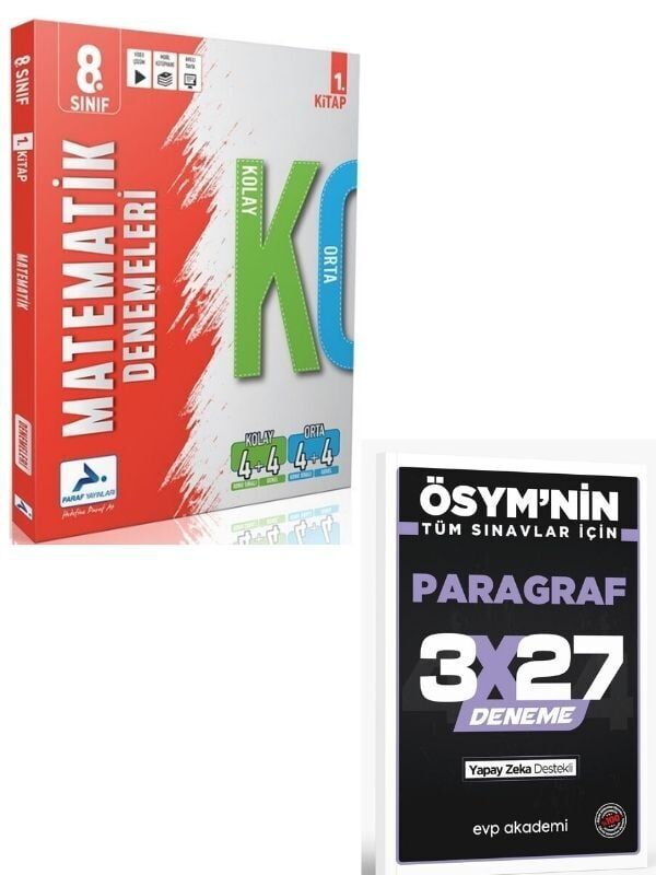 Paraf 2027 8. Sınıf Matematik Kolay Orta Branş Deneme+ EVP Akademi Paragraf