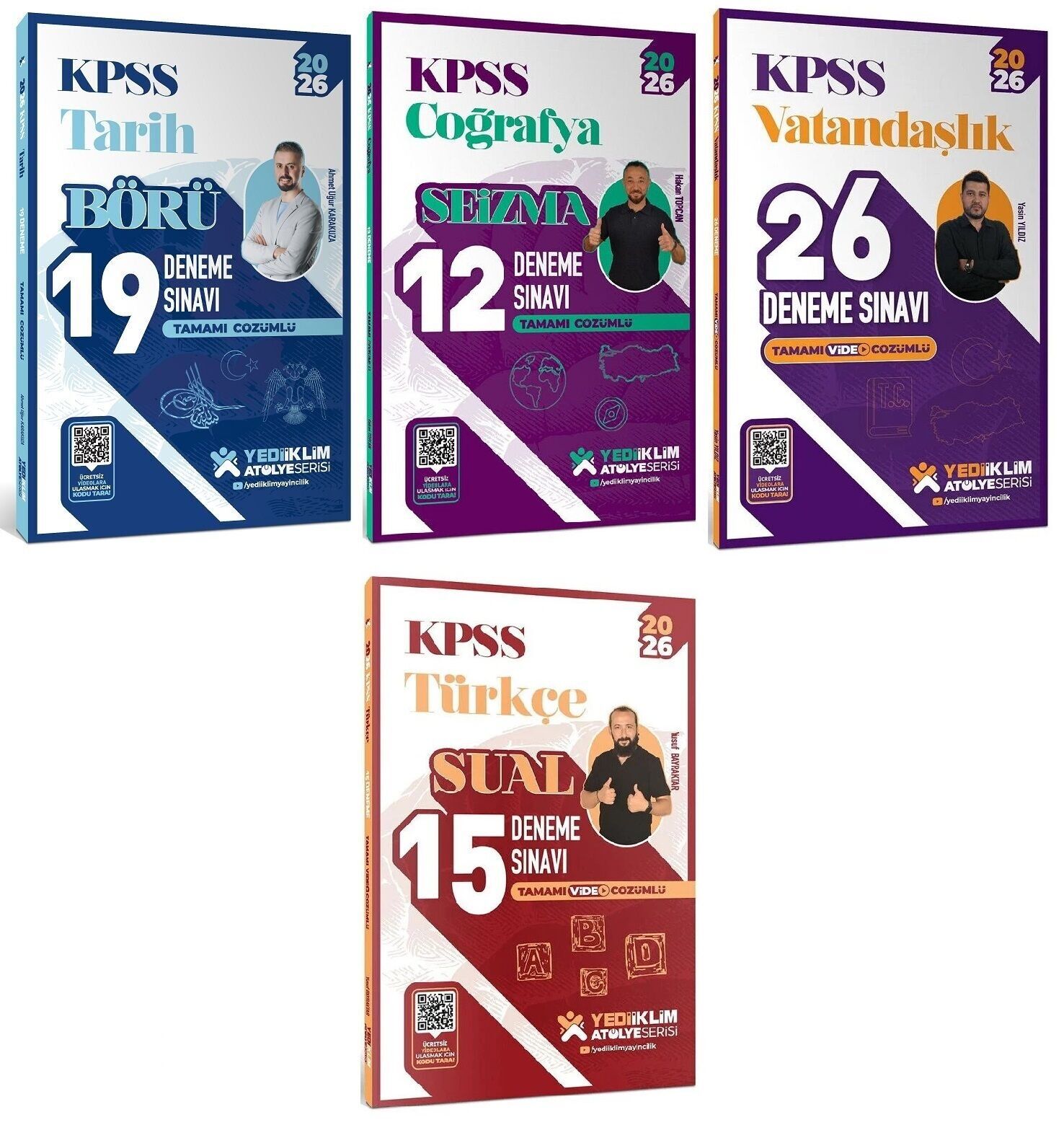 Yediiklim 2026 KPSS Tarih + Coğrafya + Vatandaşlık + Türkçe 72 Deneme Atölye Serisi 4 lü Set Yediiklim Yayınları