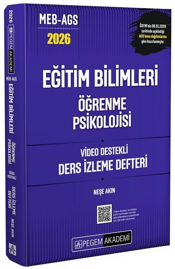 YENİ AGS - Pegem 2026 MEB-AGS Eğitim Bilimleri Öğrenme Psikolojisi Ders İzleme Defteri Pegem Akademi Yayınları