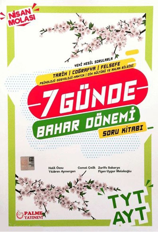 Palme Yayınları TYT AYT Tarih Coğrafya Felsefe 7 Günde Bahar Dönemi Soru Kitabı