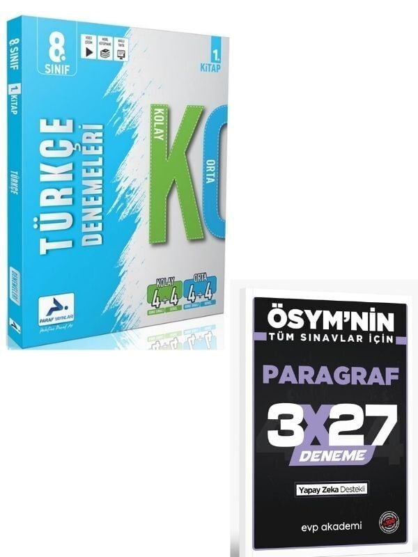 Paraf 2027 8. Sınıf Türkçe Kolay Orta Branş Deneme+ EVP Akademi Paragraf
