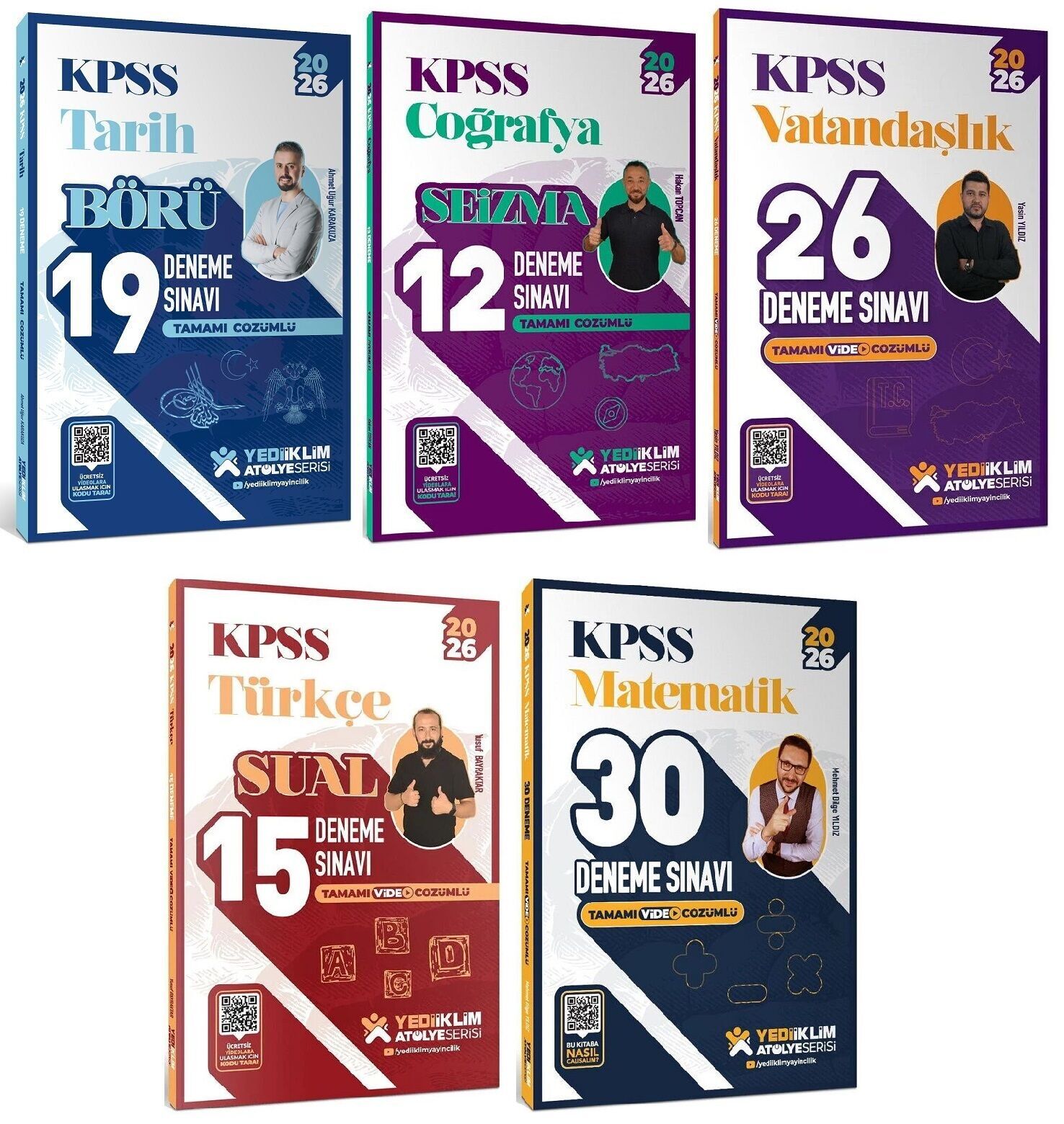 Yediiklim 2026 KPSS Genel Yetenek Genel Kültür 102 Deneme Atölye Serisi 5 li Set Yediiklim Yayınları
