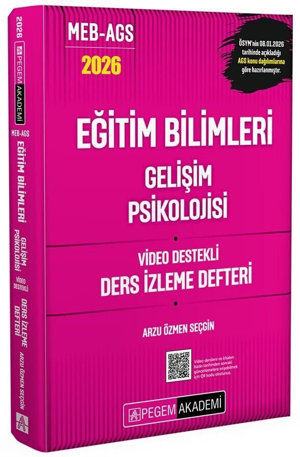 YENİ AGS - Pegem 2026 MEB-AGS Eğitim Bilimleri Gelişim Psikolojisi Ders İzleme Defteri Pegem Akademi Yayınları