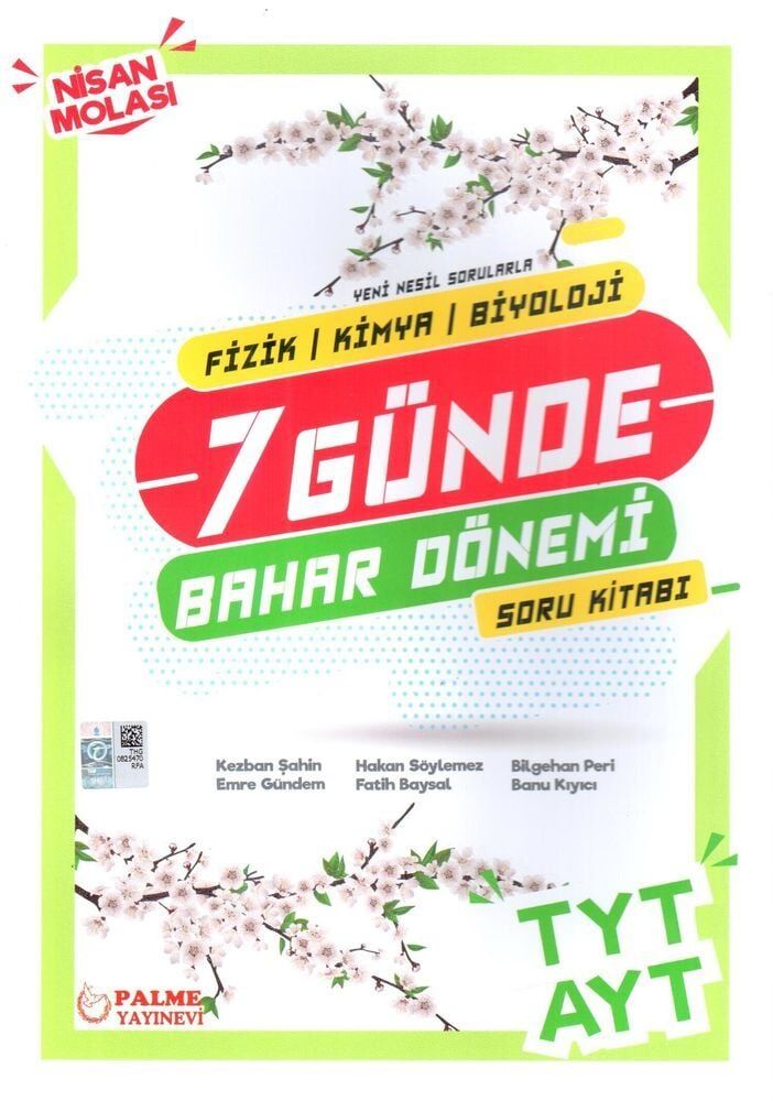 Palme Yayınları TYT AYT Fizik Kimya Biyoloji 7 Günde Bahar Dönemi Soru Kitabı