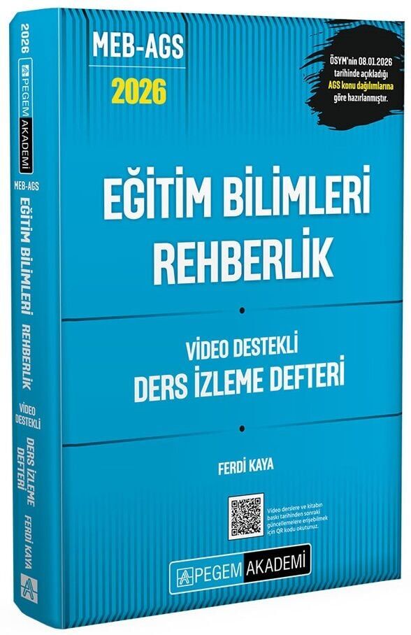 YENİ AGS - Pegem 2026 MEB-AGS Eğitim Bilimleri Rehberlik Ders İzleme Defteri Pegem Akademi Yayınları
