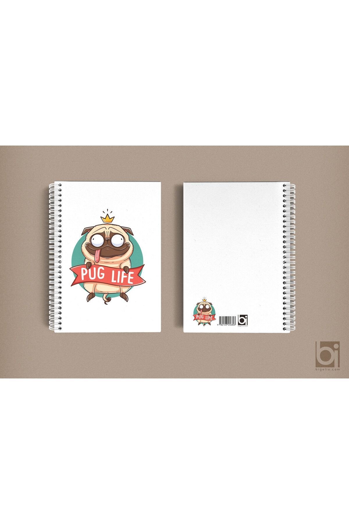 Pug Life Kral Köpek A5 Çizgisiz Spiralli Defter Bigelio