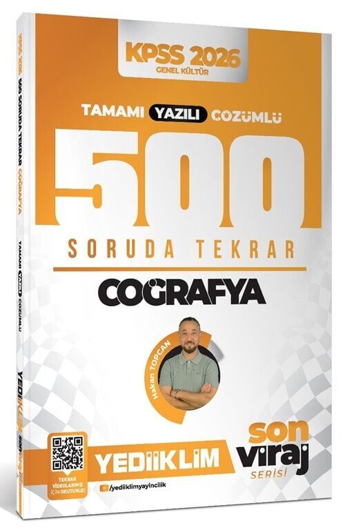 Yediiklim 2026 KPSS Coğrafya 500 Soruda Tekrar Son Viraj Serisi Çözümlü - Hakan Topcan Yediiklim Yayınları
