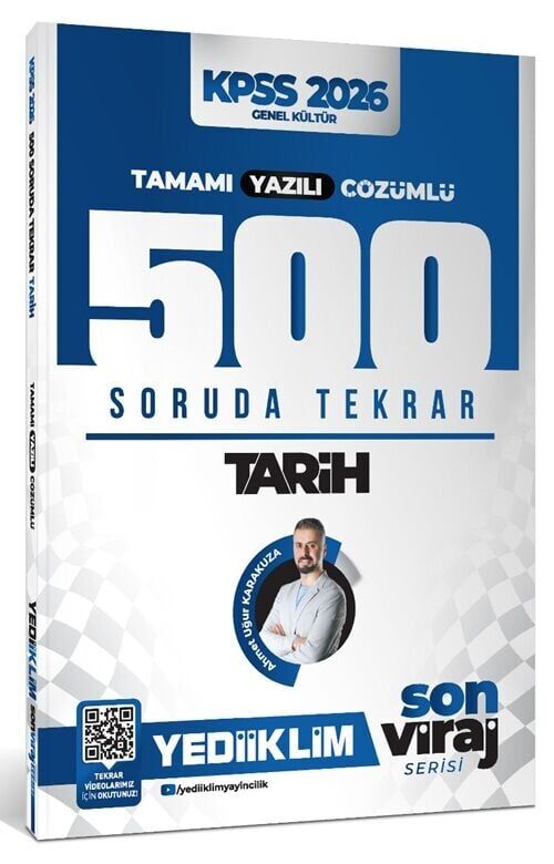 Yediiklim 2026 KPSS Tarih 500 Soruda Tekrar Son Viraj Serisi Çözümlü - Ahmet Uğur Karakuza Yediiklim Yayınları