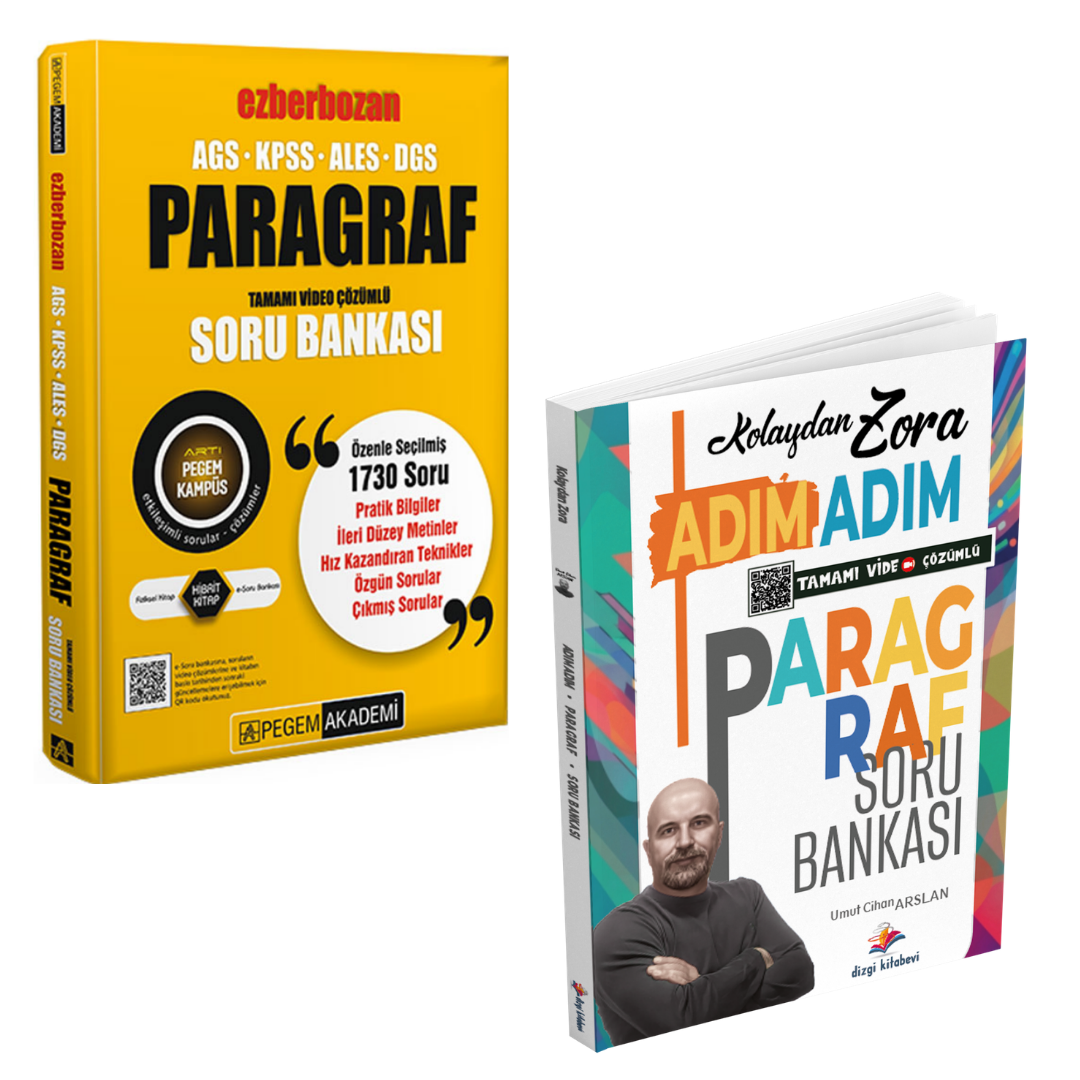 Pegem AGS-KPSS-ALES-DGS Ezberbozan Paragraf Soru Bankası & Kolaydan Zora Adım Adım Paragraf Soru Bankası Dizgi Kitap Seti