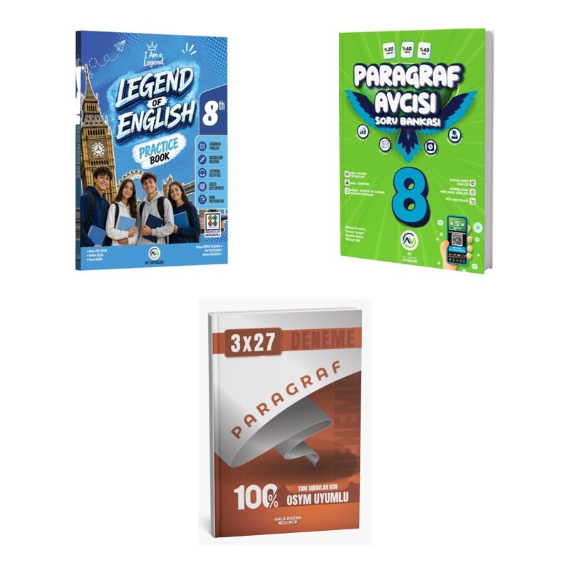 2027 Av 8. Sınıf İngilizce Legend Of English Practice Book + Paragraf Avcısı Soru + Ankapade 3'lü Set