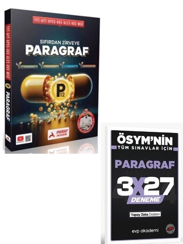 Paraf 2027 TYT AYT KPSS AGS ALES DGS MSÜ P12 Sıfırdan Zirveye Paragraf Soru Bankası+ EVP Akademi Paragraf